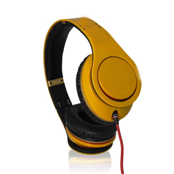 yellow and black headphones