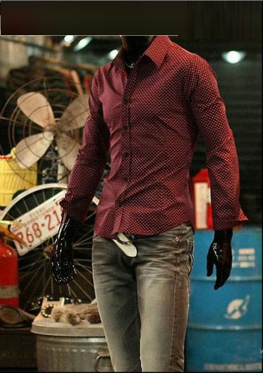 Bees Printing Casual  Men's Long Sleeve Dress White Shirts