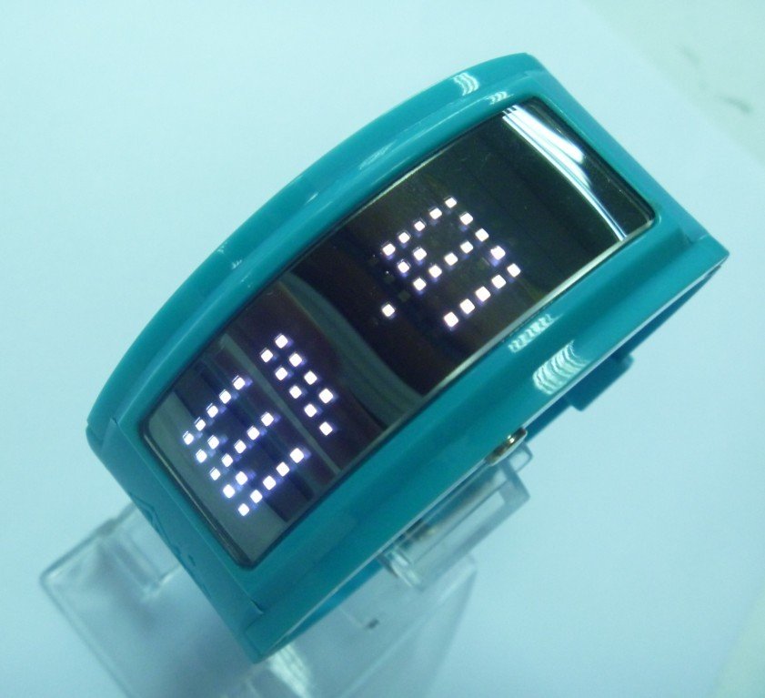 Cheap LED Ligth Watch Fashional Matrix LED Watch wtih Flexible PU