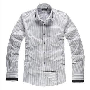 Popular Men's Casual Slim Fit Long Sleeve Shirts White Gray