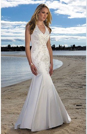 A-Line Style Beaded Applique Sheath Column Bride Dresses