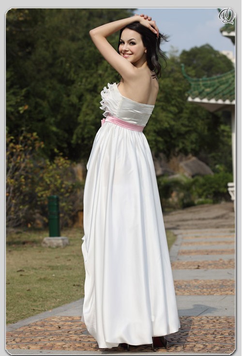 Sheath Column Strapless Sweep Brush Train Lace Organza Bride Dresses