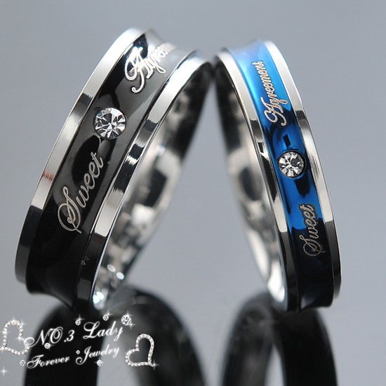 Forever Love Titanium Couple's Posy Customize Laser Ring