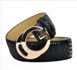 New Women's Fashionable Boa Constrictor Special Buckle Genuine Leather Belt