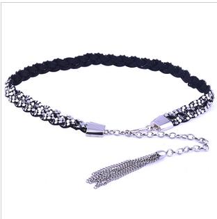 Wholesale Plaited Article Tassel Style High Quality Fashion Rhinestone Leather Belts