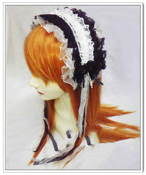 Wholesale Handmade Black and White Gothic Lolita Beautiful Cosplay Headdress