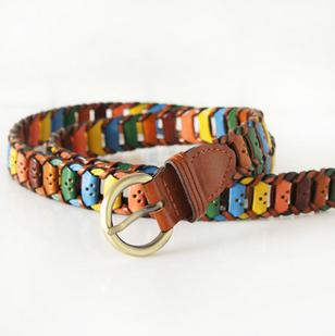 Plaited Article Rivet Restoring Ancient Ways Moon Rhinestone Fashion Lady's Leather Belts
