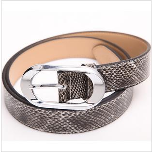 New South Korea Fashionable Round Buckle Lady's Genuine Snake Leather Belt