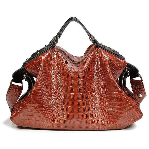 Lady's PU Leather Crocodile Pattern Elegant Tote Style Handbags