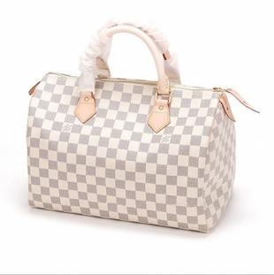 Hound's-Tooth Classic Style White & Coffee Color Handbags