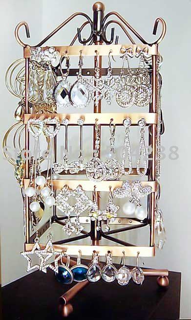 4 Levels Triangle Bronze Metal Material Earring Holder Stand  4 Levels Triangle Bronze Metal Material Earring Holder Stand