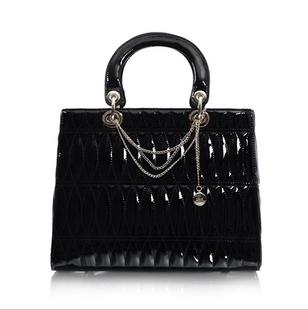 High Quality Lady's Fashion Genuine Leather Classic Black Handbag