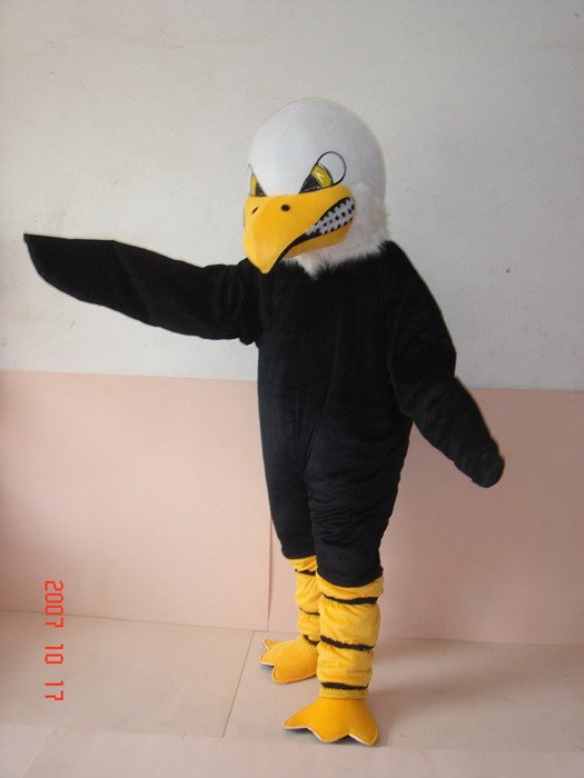 Professional Quality Black Outfit Adult Mascot Castume Hawk Bird