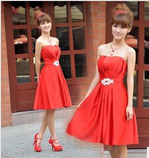 Brand New Short Off-Shoulder Satin Fashion Bridesmaid Dress
