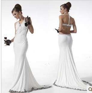 Wedding Dress / Floor-Length Backless Bridesmaid Skirt