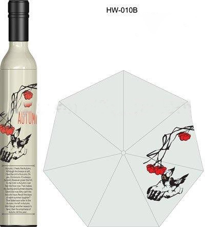 Fashion Novelty Wash Painting Wine Bottle Style Folding Rain Sun Umbrella