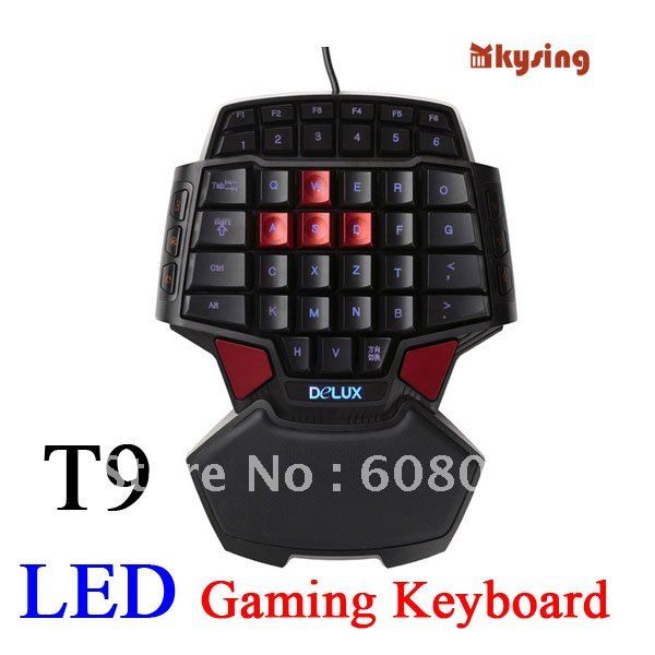 Delux T9 Professional Gaming Keyboard LED Backlight Double the Space Bar CF / CS Warcraft Special USB Wired Gaming Keyboard