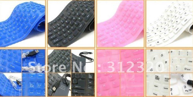 Colors Flexible USB / PS2 Waterproof Silicon Keyboard, Flexible Keyboard
