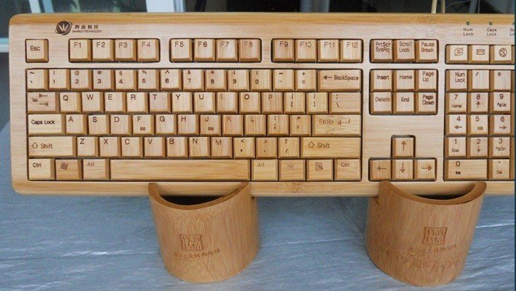 Free Shipping Bamboo Keyboard with Standard 3 Keypads, Low-carbon, Eco-friendly and Degradable