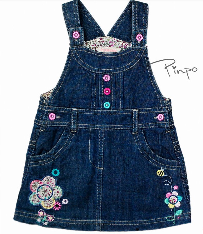 The fashionable Infant Cotton And Kapok Denim Suspenders Skirt