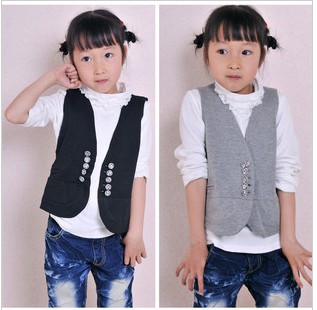 Black Fashion Children Vest, Baby Lint Clothes Reversible Grid Children Cloth