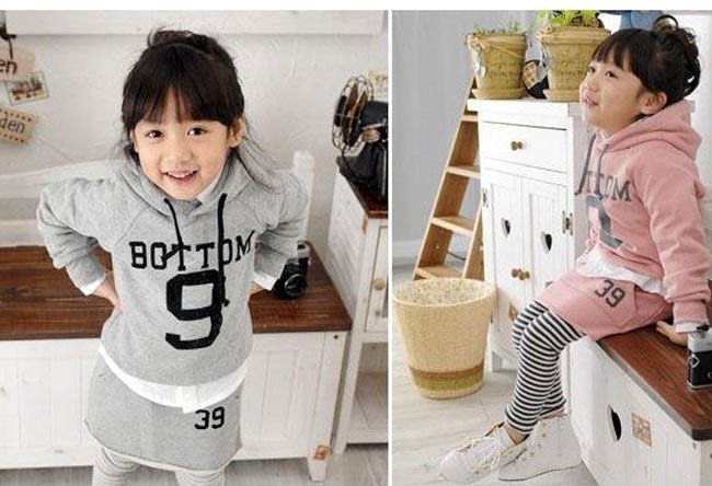 Free Shipping Mother And Kid's Matching Clothes Suits Long Sleeve Hoody+Skirt 6439