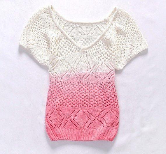 Batwing V-neck Color Matching Casual Sweater Free Shipping
