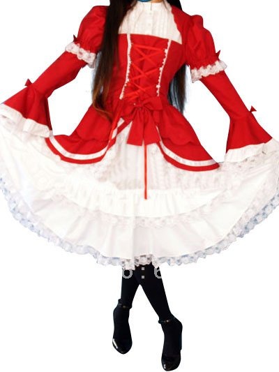 Red Lolita Cosplay Costume