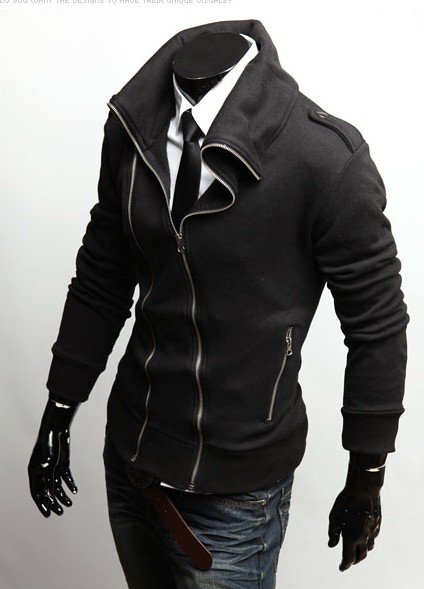 Men's Sweater Men's Double Zipper Sweater Cardigan Slim Coat
