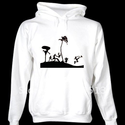 Animation One Piece OP Black Silhouette of Two Trees Hedging Cotton Hooded Sweater HZW-W015