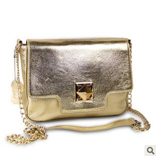 Newest Style Fashion Lady's Gold Genuine Leather Tote Bag