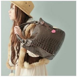 Women's Dark Coffee Genuine Leather Tote Shoulder Handbag