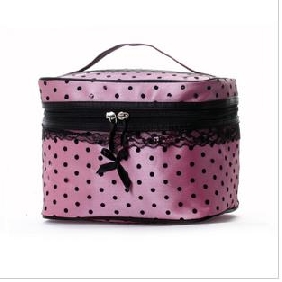 Large Capacity Portable Round Bucket Lace Cosmetic Bags
