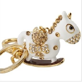 Cute Little Horse Design Women's Rhinestone Metal Keychain