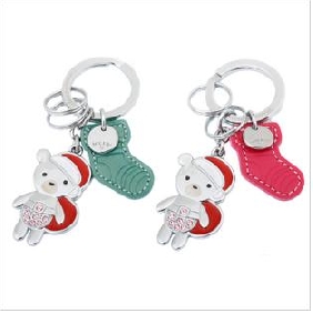 Fashional Retro Style Cartoon Series Christmas Stockings Design Crystal Keychain