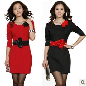 Fashional Warm Winter Long Sleeve Knitting Wool Bowknot Wedding Party Dresses