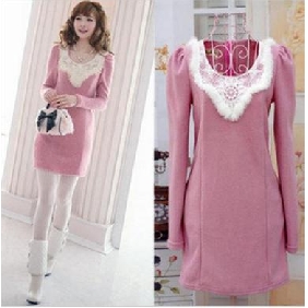 Fashional  Puff Sleeves Princess Dress, Warm Winter Bead Adornment Bridemaid Dresses