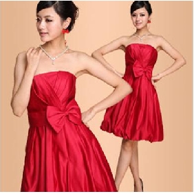 Fashional Sleeveless Import Satin Zipper Bowknot Short Skirt, Party Dresses