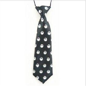 Children's Black Base Cartoon Smile Face Pattern Narrow Leisure Tie