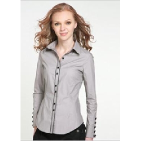 Women's Show Thin Long Sleeve Pure Cotton Button Adornment Design Shirts