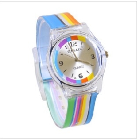 Dazzle Colour Circle Rubber Strap Waterproof Students Watch