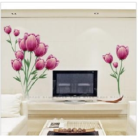 Large-scale Tulip Images Removable TV Background Sticker