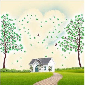 Miss Tree Pattern Sofa Background Wall Sticker, Five Generations Plane Wall Posts