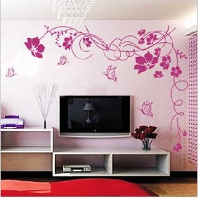 Environmental Protection Flowers Were Blossoming Pattern TV Sofa Background Sticker