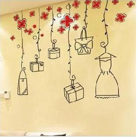 Wedding Room Decoration Fantasies Behind the Pearly Curtain Pattern Large-scale Sticker