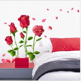 Large-scale Rose Farm Pattern Removable Romantic Room Sticker