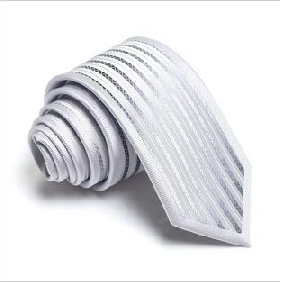 Personalized Design Gradient Stripe High Density Gold Silk Yarn Dyed Silver Tie