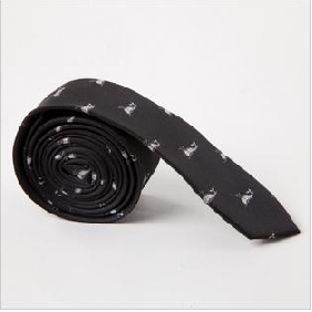 Men's Fashional Pattern Black Yarn Dyed 7CM Narrow Leisure Tie
