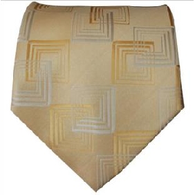 Fashional Personalized Gold Grid Design Polyester Silk Official Tie