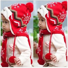 Soft Wool Comfortable Warm Winter Baby's Cute Snowflake Pattern Cap
